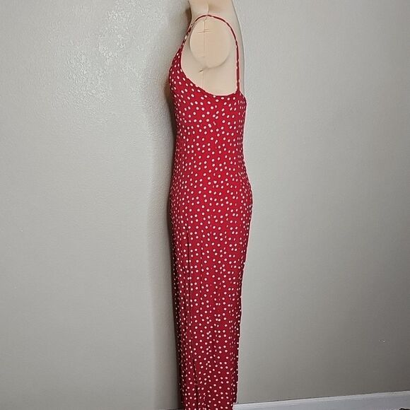 True Vintage Betsey Johnson 90s Red Ivory Polka Dot Wide Leg Crop Jumpsuit Small - Picture 6 of 13
